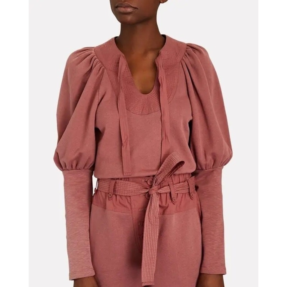 Ulla Johnson Sutton U-Neck Puff Sleeve Sweatshirt in Size P (00 or 0)